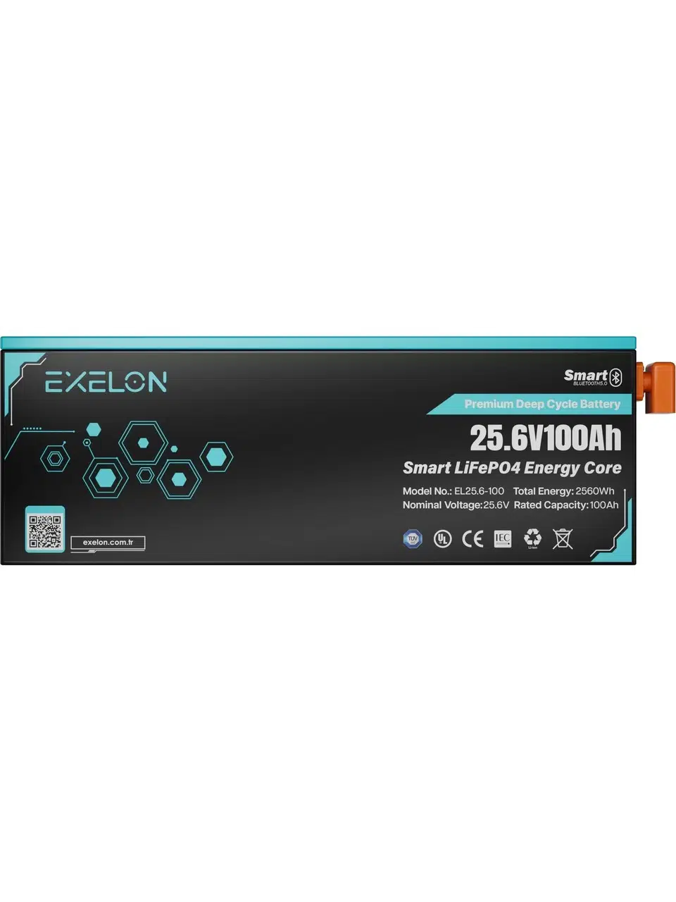 Exelon 25.6V 100AH Lifepo4 Lityum Akü | Bluetooth + LCD Ekran |